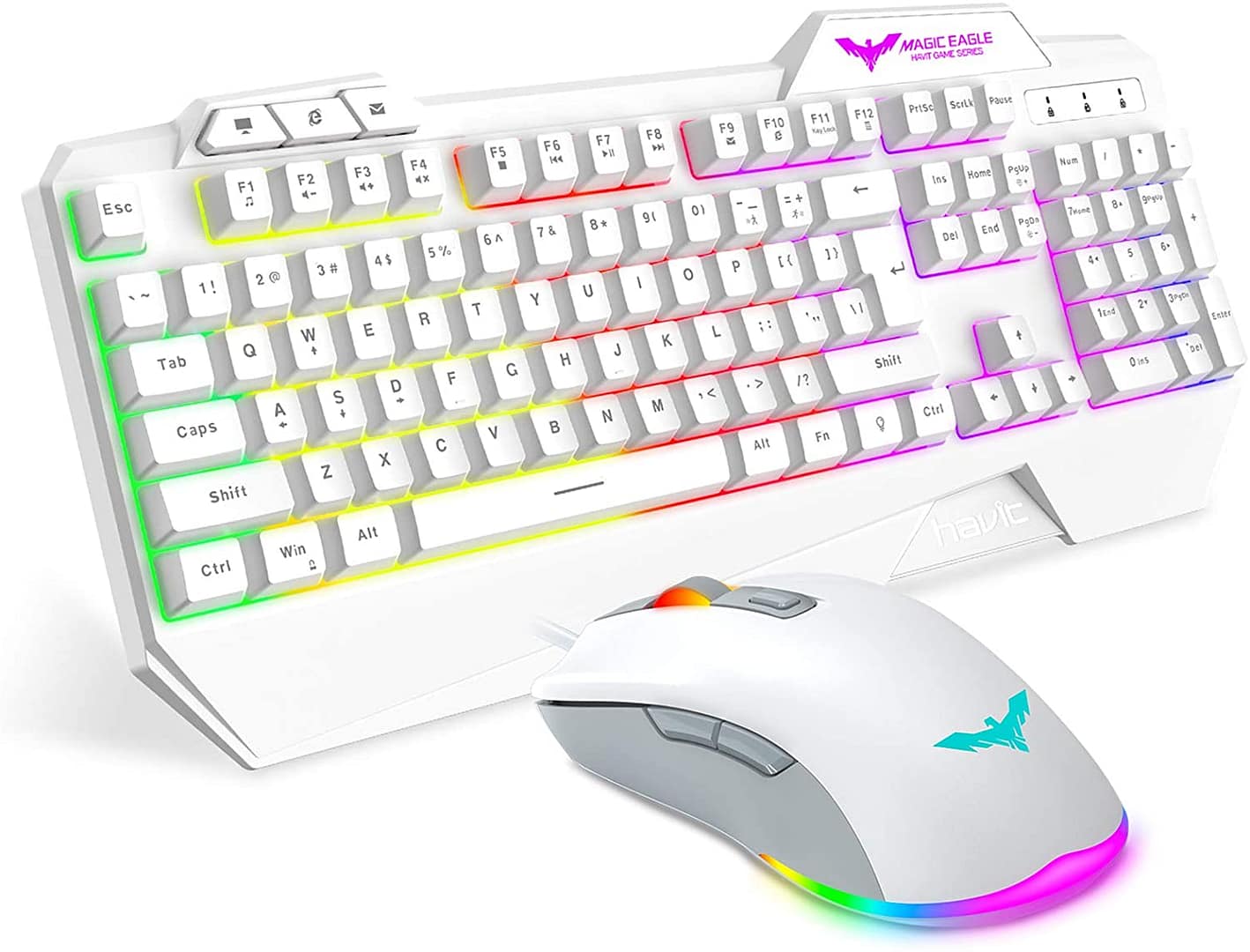 Havit Keyboard Rainbow Backlit Wired Gaming Keyboard Mouse Combo